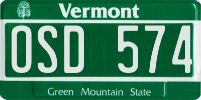 VT license plate OSD574