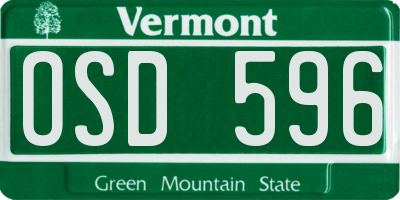 VT license plate OSD596
