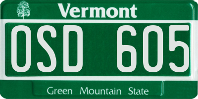VT license plate OSD605