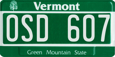 VT license plate OSD607