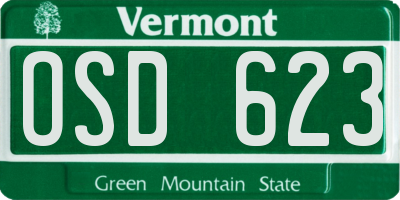 VT license plate OSD623