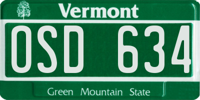 VT license plate OSD634