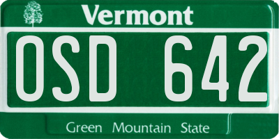 VT license plate OSD642