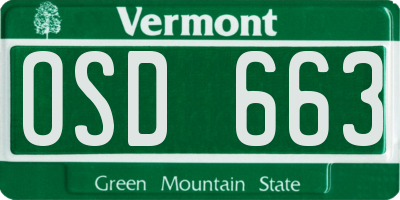 VT license plate OSD663