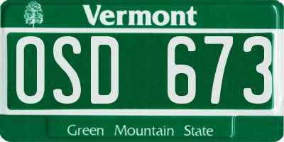 VT license plate OSD673