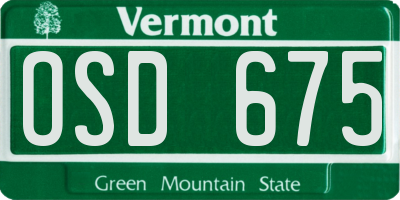 VT license plate OSD675