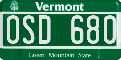 VT license plate OSD680