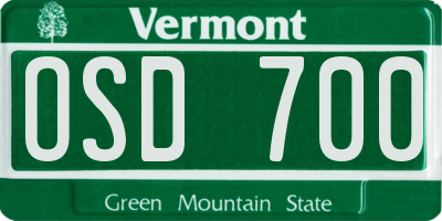 VT license plate OSD700