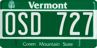 VT license plate OSD727