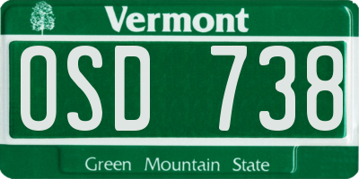 VT license plate OSD738