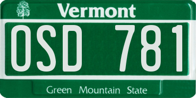 VT license plate OSD781