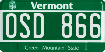 VT license plate OSD866