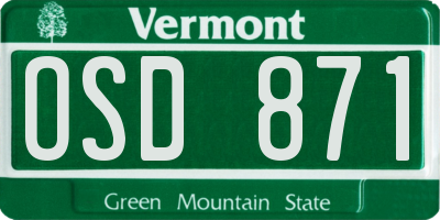 VT license plate OSD871