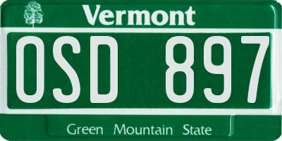 VT license plate OSD897