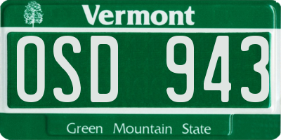 VT license plate OSD943