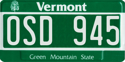 VT license plate OSD945