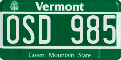 VT license plate OSD985