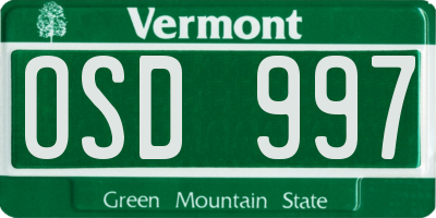 VT license plate OSD997