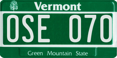 VT license plate OSE070
