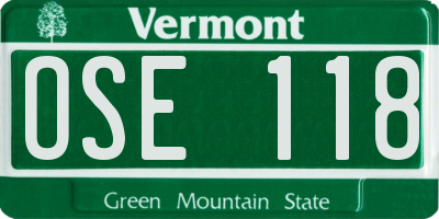 VT license plate OSE118