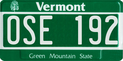 VT license plate OSE192
