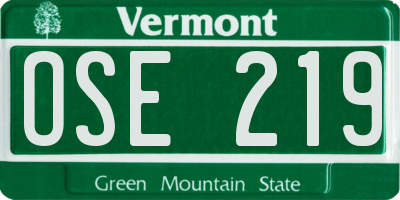 VT license plate OSE219