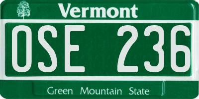 VT license plate OSE236