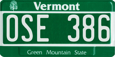 VT license plate OSE386