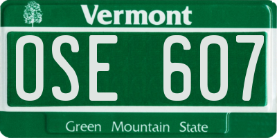 VT license plate OSE607