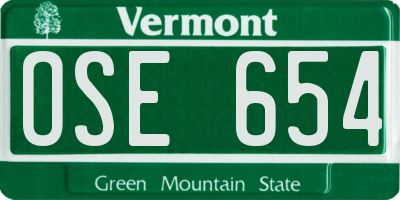 VT license plate OSE654