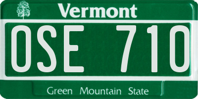 VT license plate OSE710