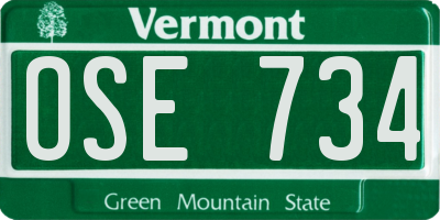VT license plate OSE734