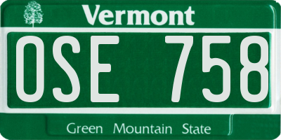 VT license plate OSE758