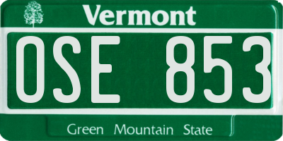 VT license plate OSE853