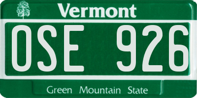 VT license plate OSE926