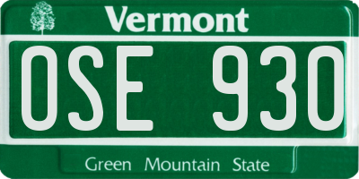 VT license plate OSE930