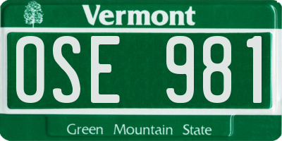 VT license plate OSE981