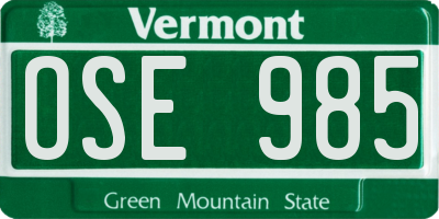 VT license plate OSE985