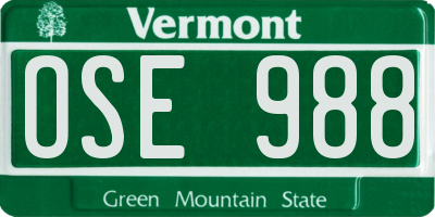 VT license plate OSE988