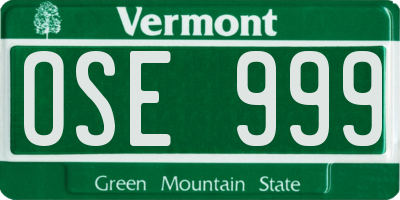 VT license plate OSE999