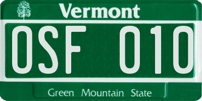 VT license plate OSF010