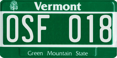 VT license plate OSF018