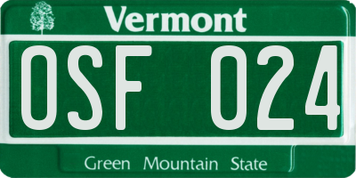 VT license plate OSF024
