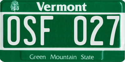 VT license plate OSF027