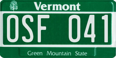 VT license plate OSF041
