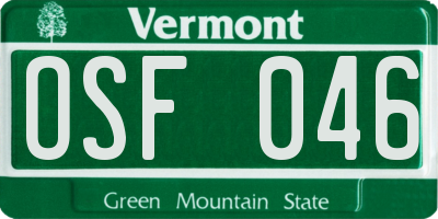 VT license plate OSF046