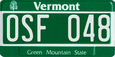 VT license plate OSF048