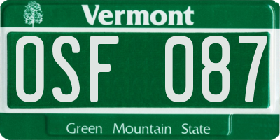 VT license plate OSF087