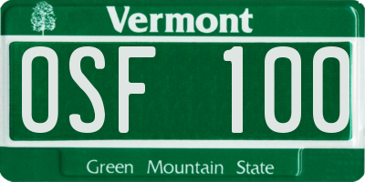 VT license plate OSF100