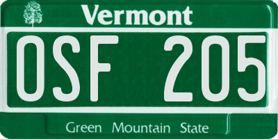 VT license plate OSF205
